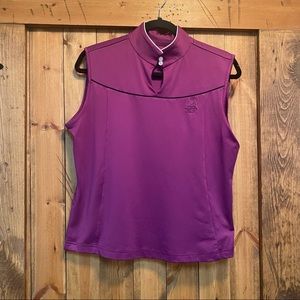 Cutter & Buck Pinehurst High Keyhole Neck DryTec Gold Shirt EUC Size Medium